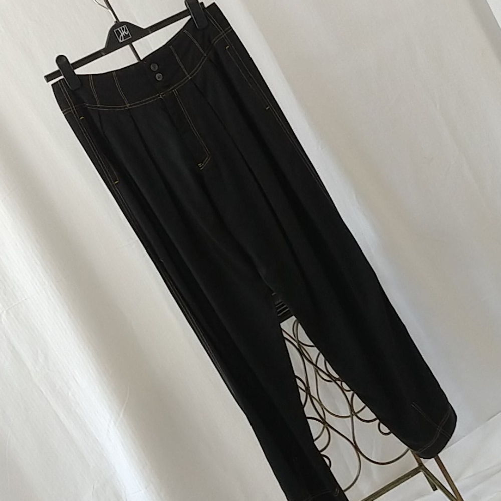 Bitte Kai Rand trouser black with yellow top stitc